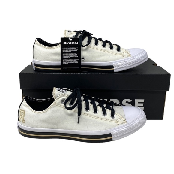 Converse Chuck Taylor OX Low Top White Canvas "R" Sneakers Men Custom 169749C-R - Picture 7 of 13